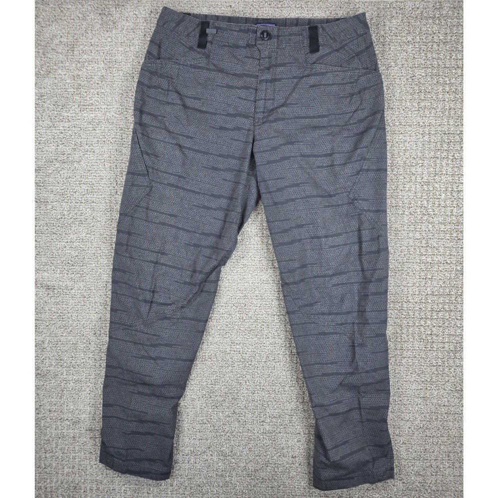 Patagonia Mens‎ Venga Rock Pants Size 38x32 Gray Wave Camo Cotton Climbing